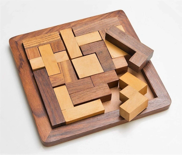 Wooden Jigsaw Puzzle Game Wooden Toys/Games for Kids Travel Games for Families Unique Gifts for Children Indoor Outdoor Board Games (Brown) - 10x10x10
