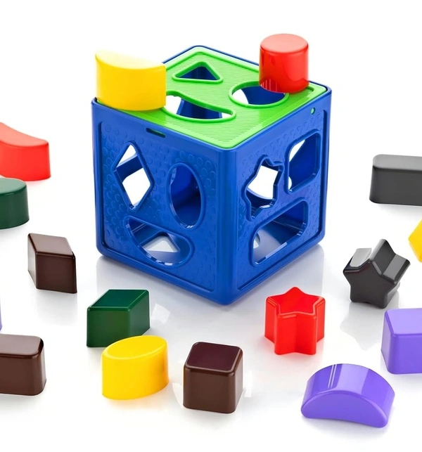Shape Sorting Cube With 18 Shape And Different Color - Kids Activity Toys - Learning And Educational Toys With Multicolour - 5x5x5