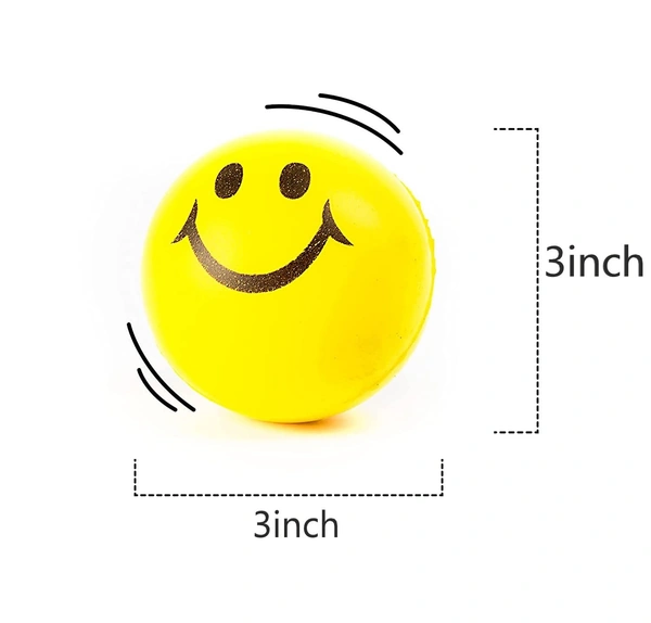 Soft Squeeze Smiley Funny face Sponge Balls for Stress Relief and Playing for boy and Girls (Pack of 3) Multicolor (SMAILEY Ball, 3) - 10x10x10