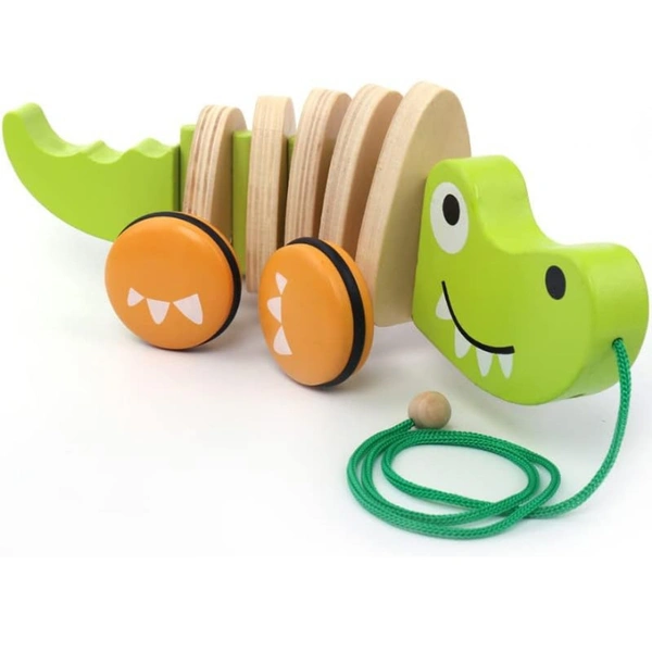 Pull Long Cartoon Toddler Wooden Toy Car Educational Kids Toy and Walk Baby Toy