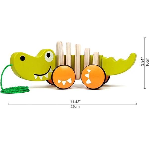 Pull Long Cartoon Toddler Wooden Toy Car Educational Kids Toy and Walk Baby Toy