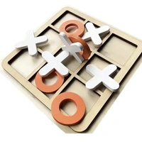 Wooden Board Tic Tac Toe Game XO Table Toy Classical Family Children Puzzle Game Educational Toys, Random Color