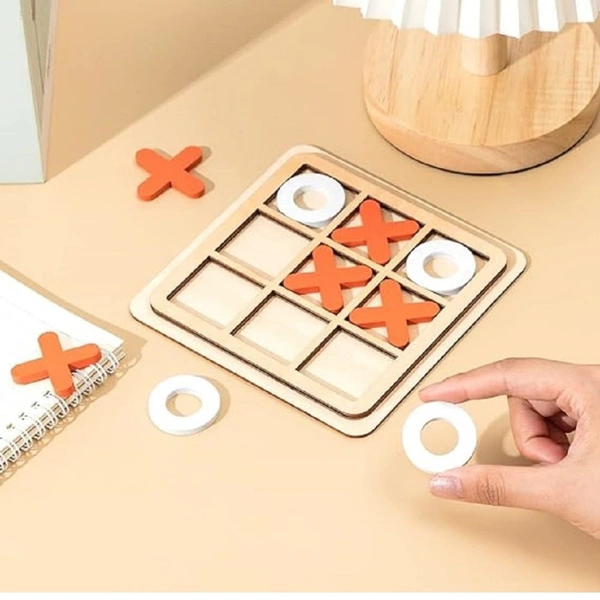 Wooden Board Tic Tac Toe Game XO Table Toy Classical Family Children Puzzle Game Educational Toys, Random Color