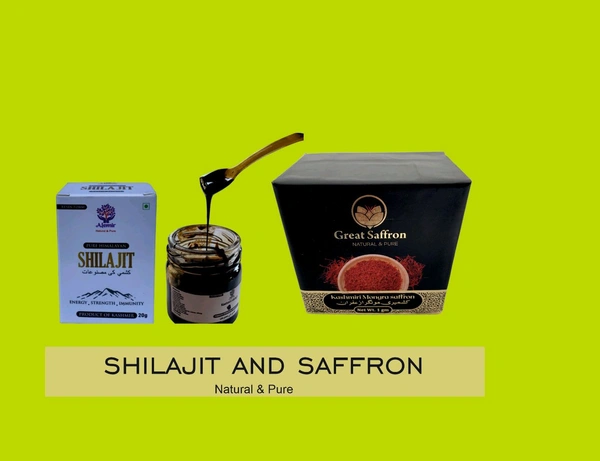 Kashmiri Saffron & Shilajit  - Black, 20gm &1gm