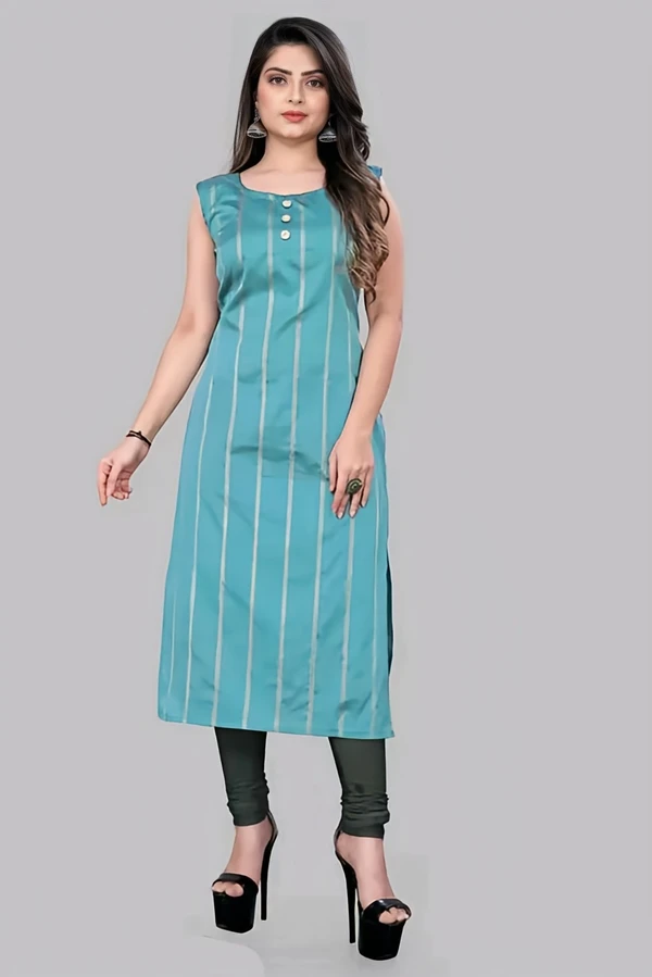 Trendy Silk Kurti - Fountain Blue, S, Free