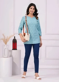 Style Short Kurta - Rock Blue, S, Free