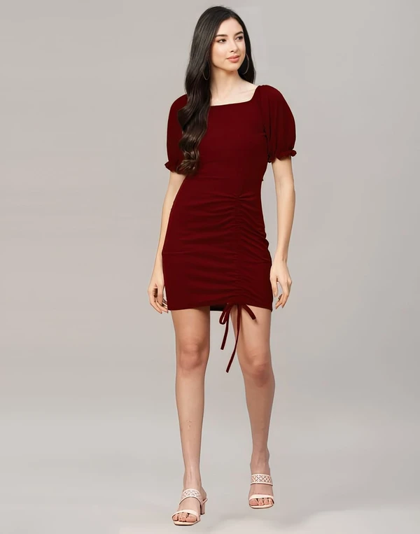 Knitted Dress - Maroon, M, Free