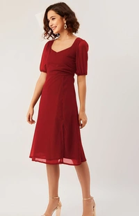 Fashion Dress - Maroon, L, Free
