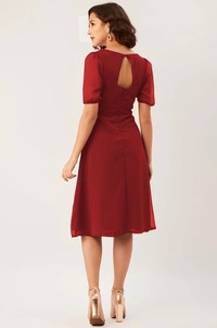 Fashion Dress - Maroon, L, Free