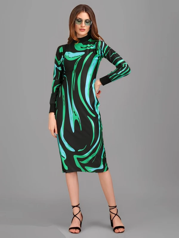 Bodycon Dress - Multicolor, L, Free