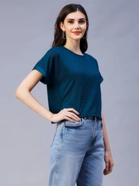 Polyester Crop Top - Teal, L, Free
