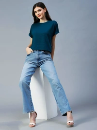 Polyester Crop Top - Teal, L, Free