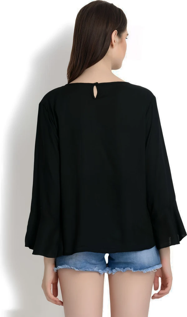 Lace Patch Top - Black, L, Free