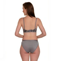 Push Up Lingerie Set  - Grey, 32B, Free
