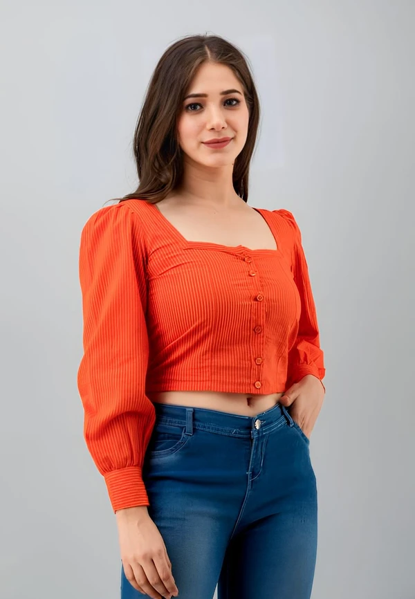 Cotton Crop Top - Outrageous Orange, L, Free