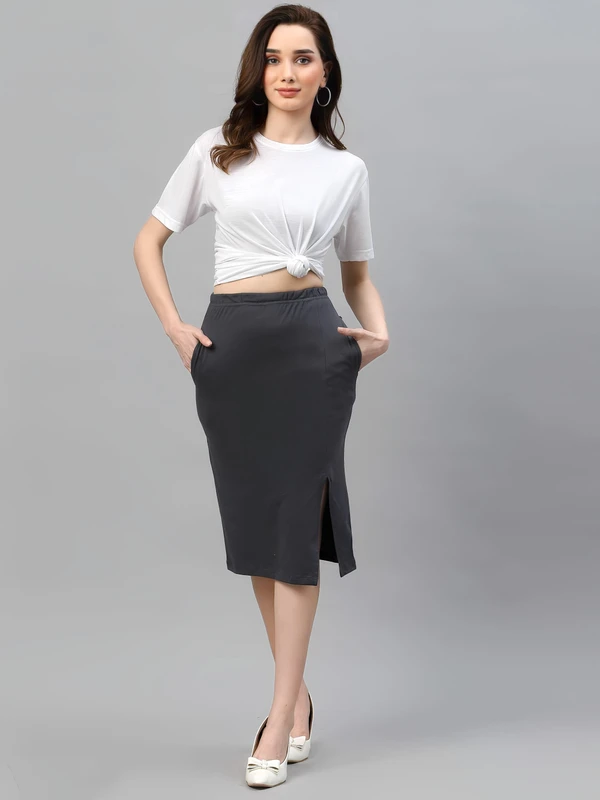 Bodycon Skirt - Gray, M, Free