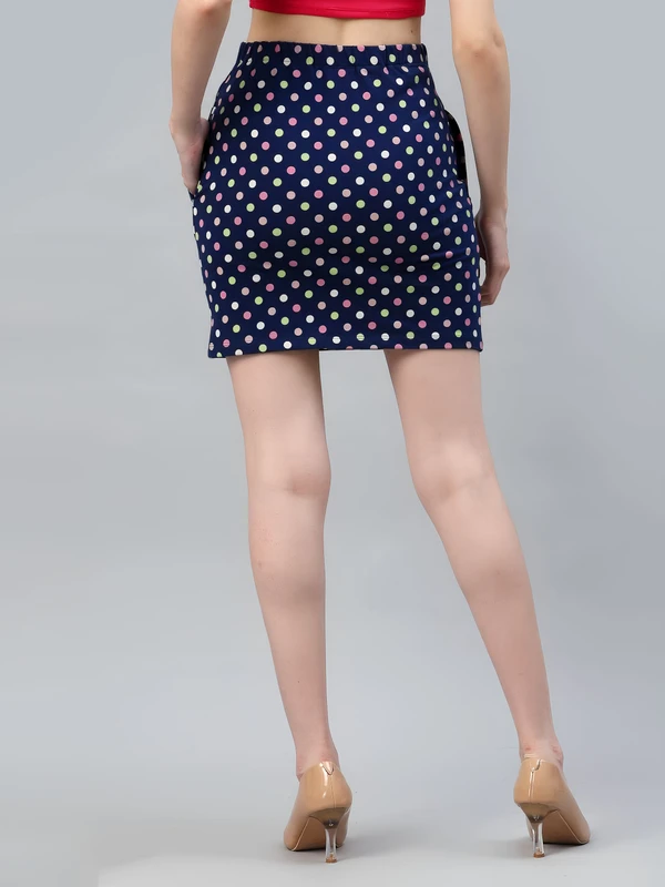 Polka Dot Mini Skirt - Navy Blue, XL, Free