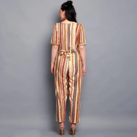Rayon Printed Jumpsuit - Multicolor, M, Free