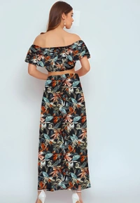 Floral Printed Top & Bottom Set - Multicolor, L, Free