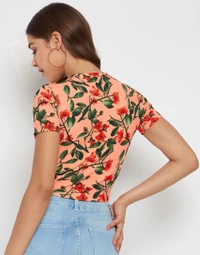 Front Drawstring Crop Top - Multicolor, M, Free
