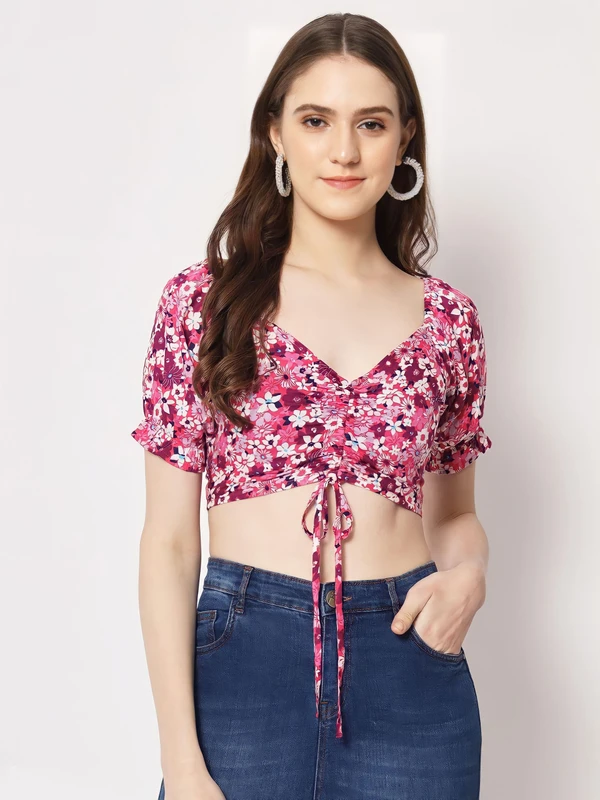 Trend arrest Floral Printed Top - Multicolor, XL, Free