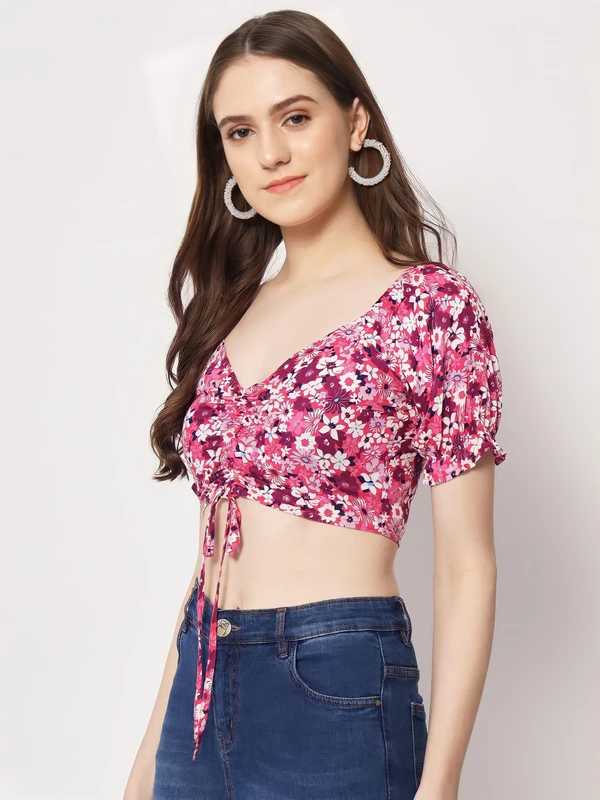 Trend arrest Floral Printed Top - Multicolor, L, Free