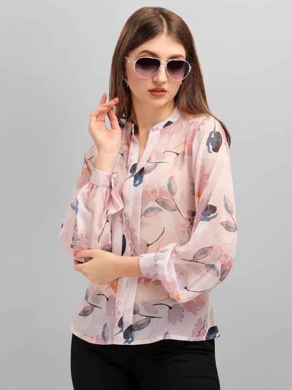 Masakali Floral Print Style Top - Peach, XL, Free