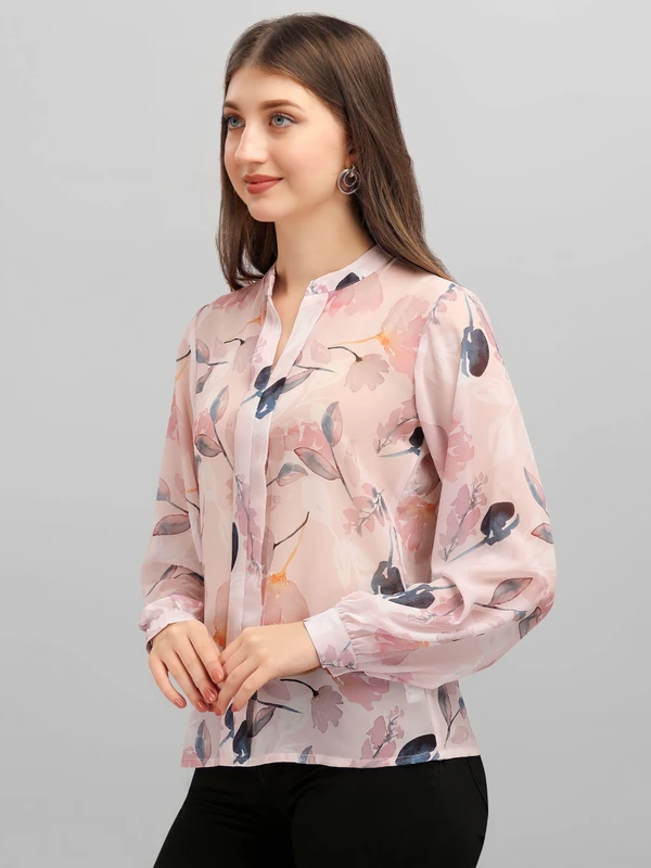 Masakali Floral Print Style Top - Peach, XL, Free