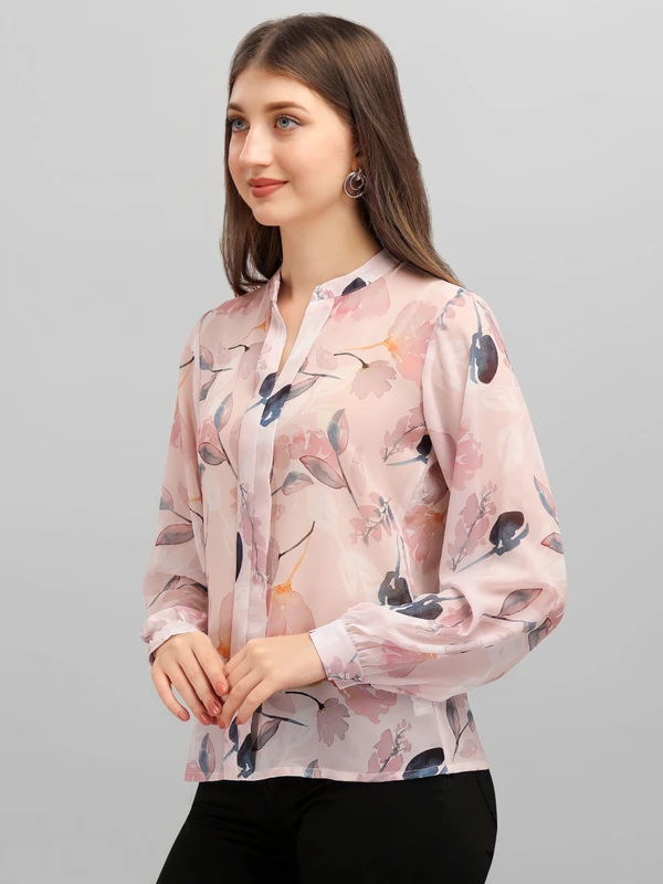 Masakali Floral Print Style Top - Peach, S, Free