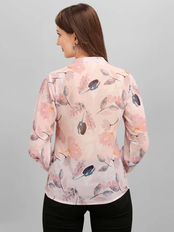 Masakali Floral Print Style Top - Peach, M, Free