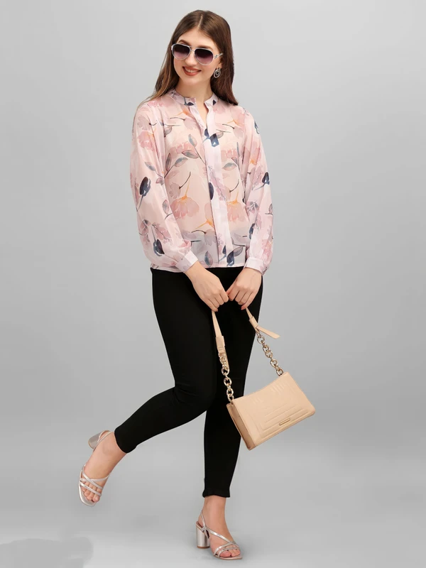 Masakali Floral Print Style Top - Peach, S, Free