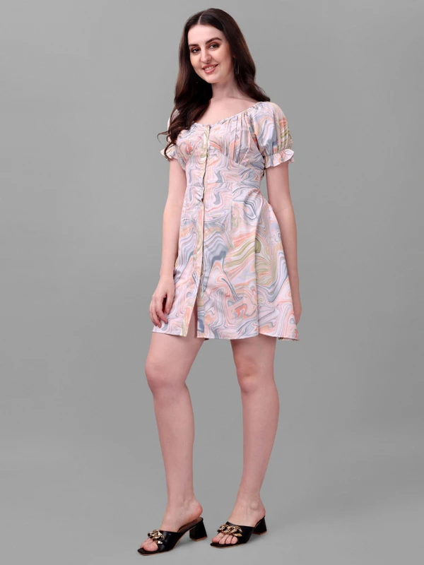 Masakali Abstract Print Dress - Rose Fog, XL, Free