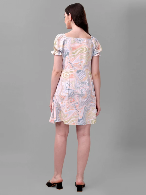 Masakali Abstract Print Dress - Rose Fog, M, Free
