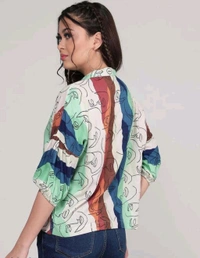 Viscose Printed Shirt - Multicolor, M, Free