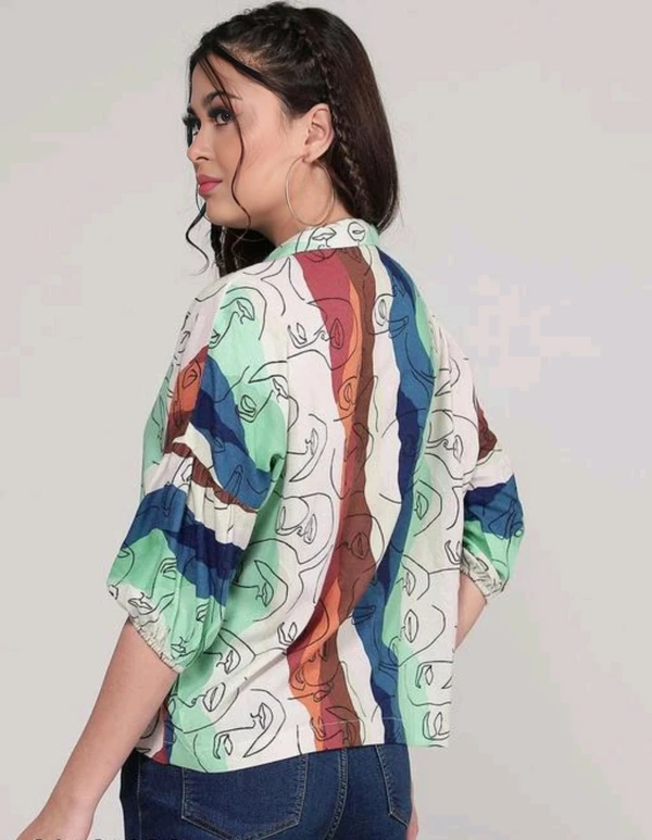 Viscose Printed Shirt - Multicolor, L, Free