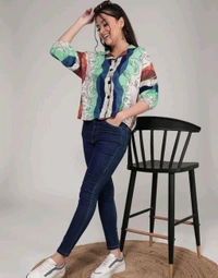 Viscose Printed Shirt - Multicolor, M, Free