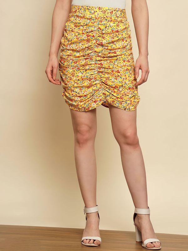 Floral Printed Skirt - Goldenrod, 28, Free