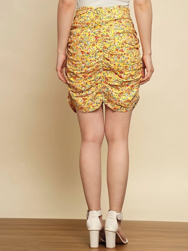 Floral Printed Skirt - Goldenrod, 30, Free