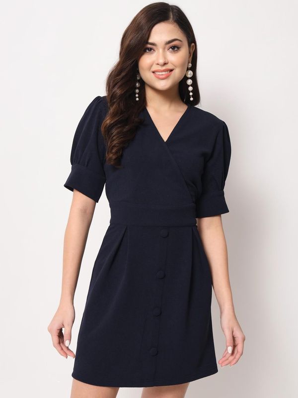 Polyester Overlap Short Dress - Mirage, M, Free