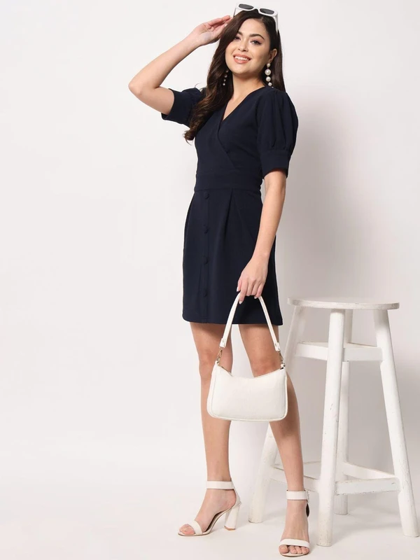 Polyester Overlap Short Dress - Mirage, M, Free