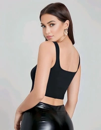 Square Neck Tank Top - Black, XXL, Free