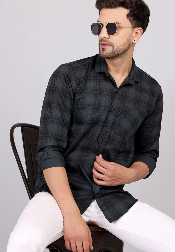 Cotton Checks Shirt - Multicolor, XXL, Free