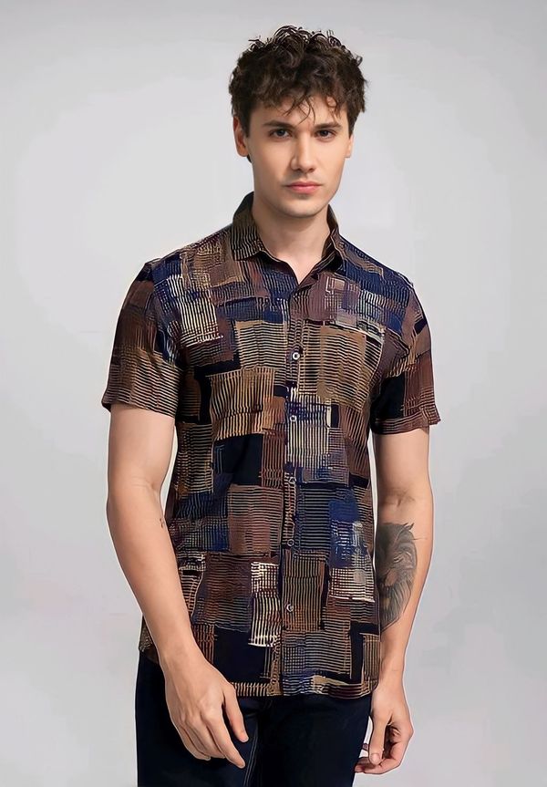 Slim Fit Casual Shirt - Multicolor, S, Free
