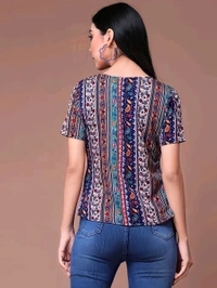 Crepe Floral Print Top - Multicolor, L, Free