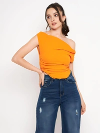 Polyester Crop Top - Orange Peel, M, Free