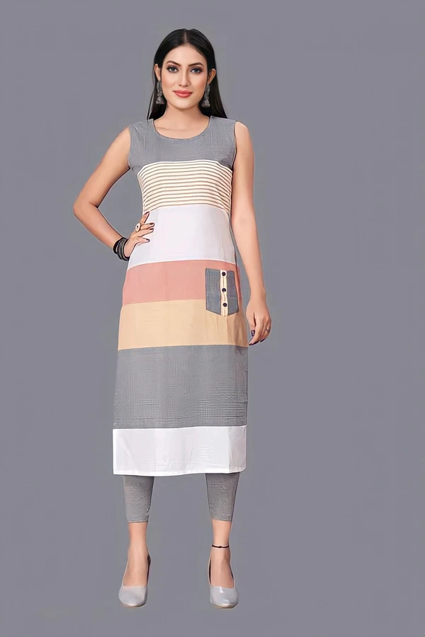 Khadi Cotton Kurti - Multicolor, S, Free