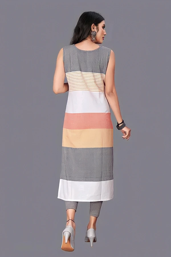 Khadi Cotton Kurti - Multicolor, S, Free