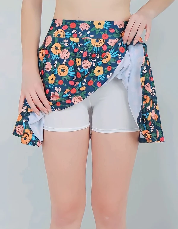 Mini Skirt With Attached Short - Multicolor, 28, Free