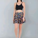 Mini Skirt With Attached Short - Multicolor, 28, Free