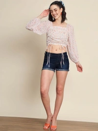 White Floral Top - White, XS, Free